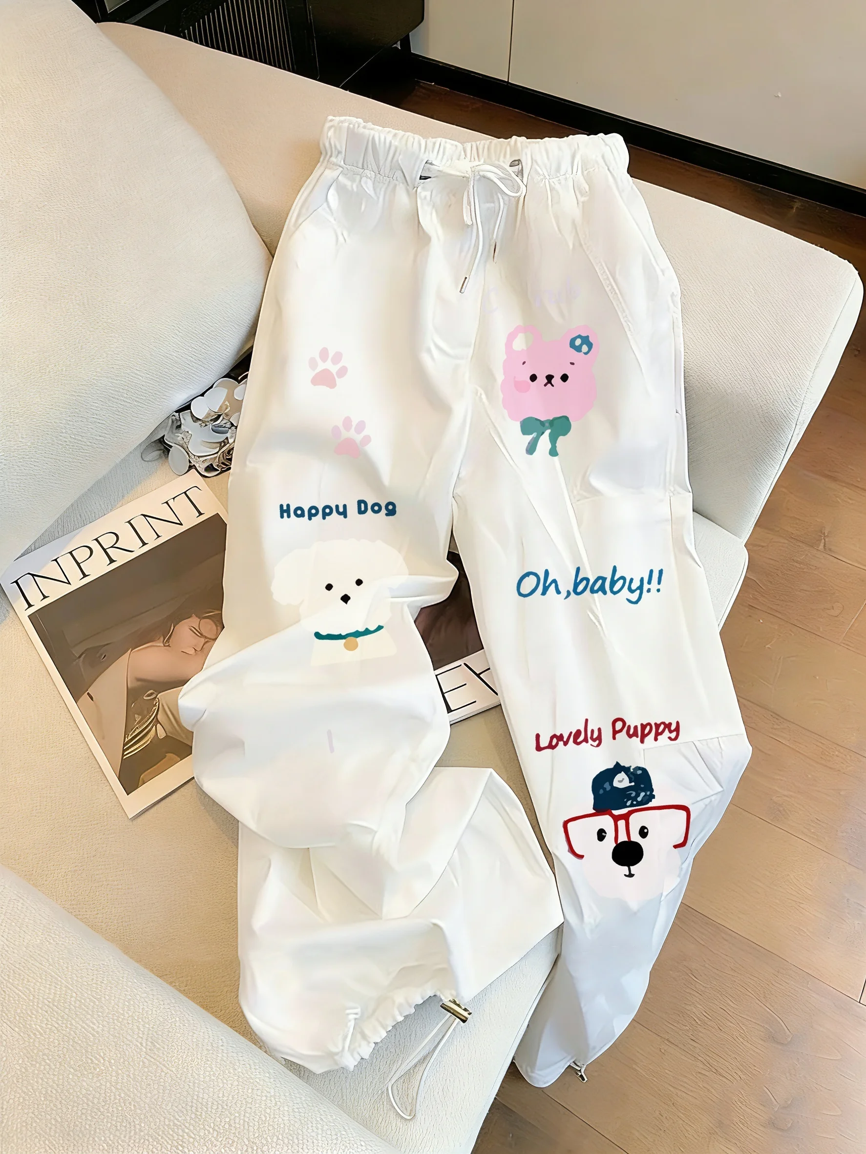 

Повседневные брюки унисекс с граффити-принтом в стиле ретро, летние модные свободные универсальные спортивные брюки с широкими штанинами