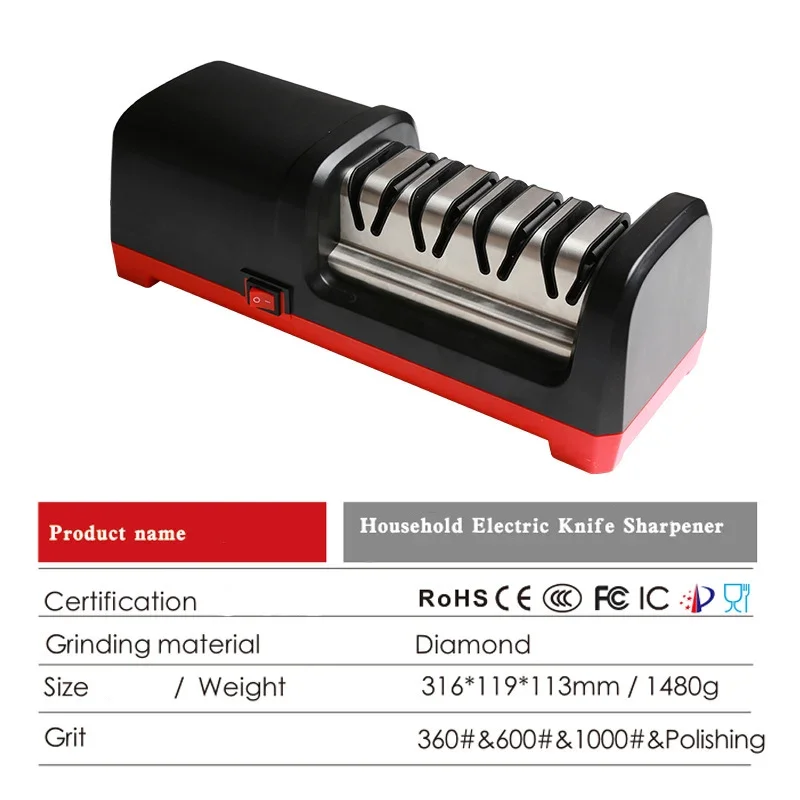 TAIDEA Top Level TG2102 Electric Diamond Steel Sharpener With 4 Slot For Kitchen Ceramic Knife