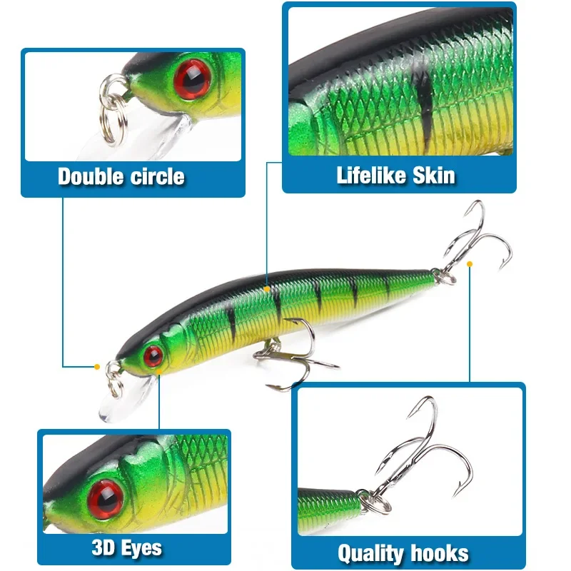 1 sztuk przynęty Minnow Wobbler pływający Bass trolling 100nn 8g sztuczna twarda przynęta Crankbait karp Pesca sprzęt wędkarski przynęty