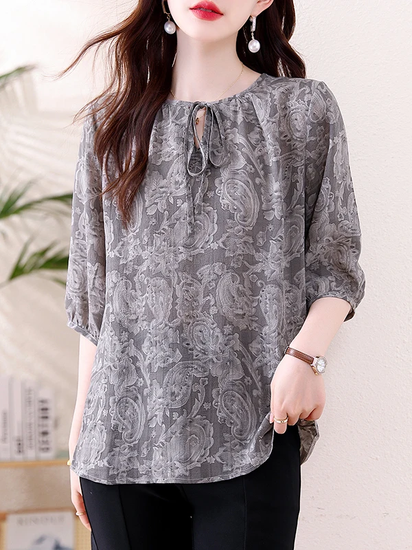

Casual Chiffon Sleeveless T-Shirt Women plus Size Summer New Style Print Top Elegant Midi Sleeve Small Shirt Versatile Loose Fit
