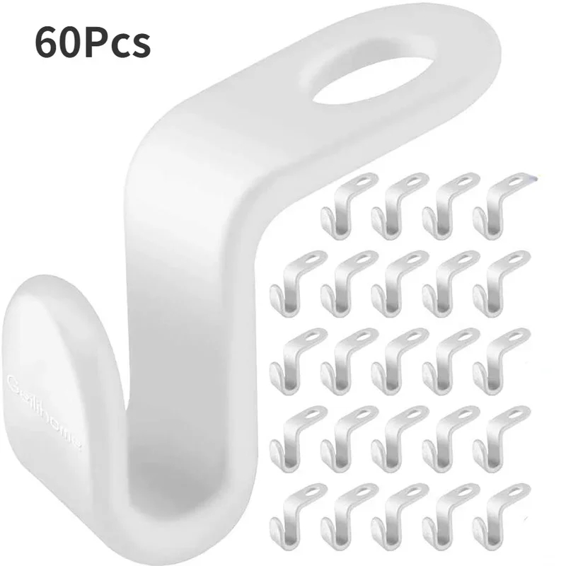 

60Pcs-Clothes Hanger Connector Hooks, Cascading Clothes Hangers for Heavy Duty Space Saving Cascading Connection Hooks