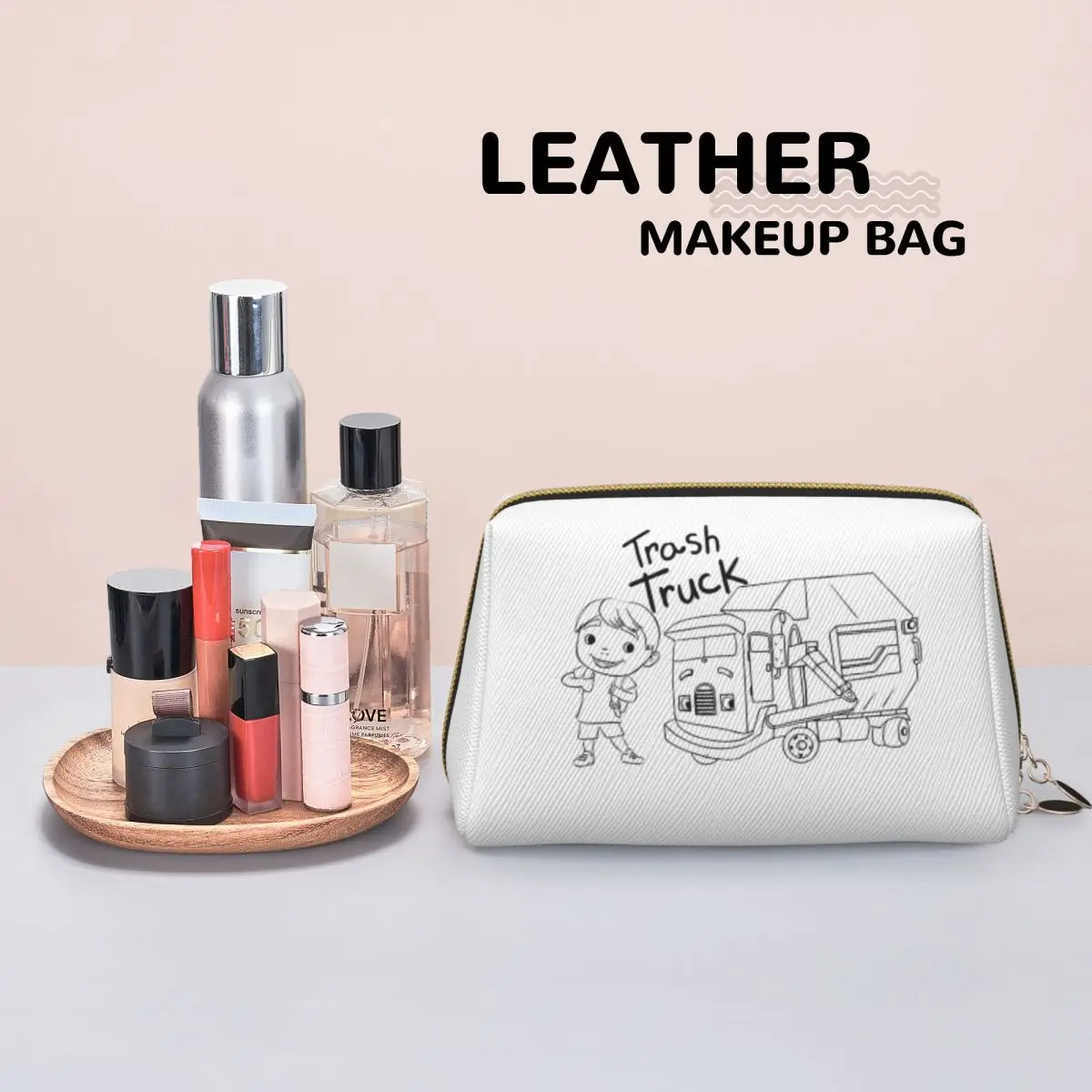 Trash Truck And Hank Women Cosmetic Bag Travel Makeup Organizer Pouch Toiletry Storage Dopp Kit Box