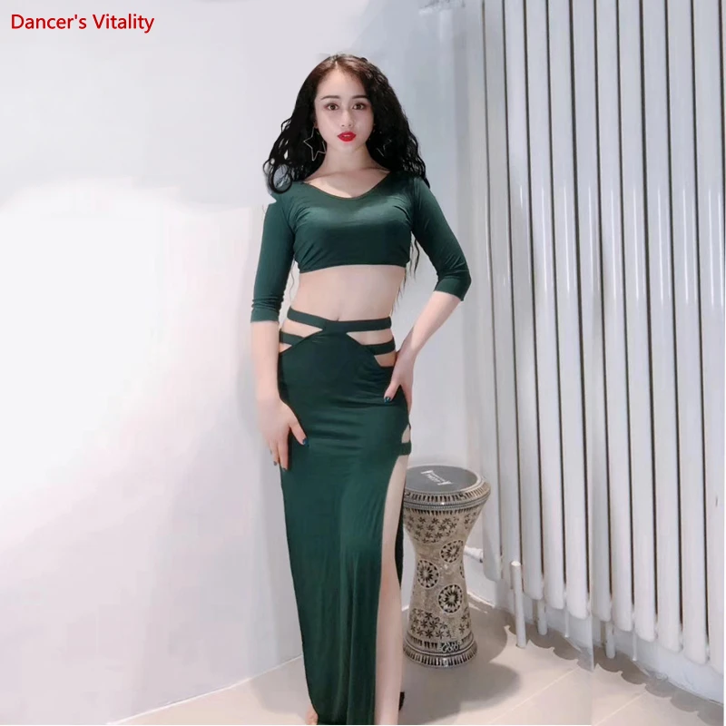 Belly Dance Clothing Female adult elegant Top Practice Clothing New Profession Sexy Competition Long Skirt Suit