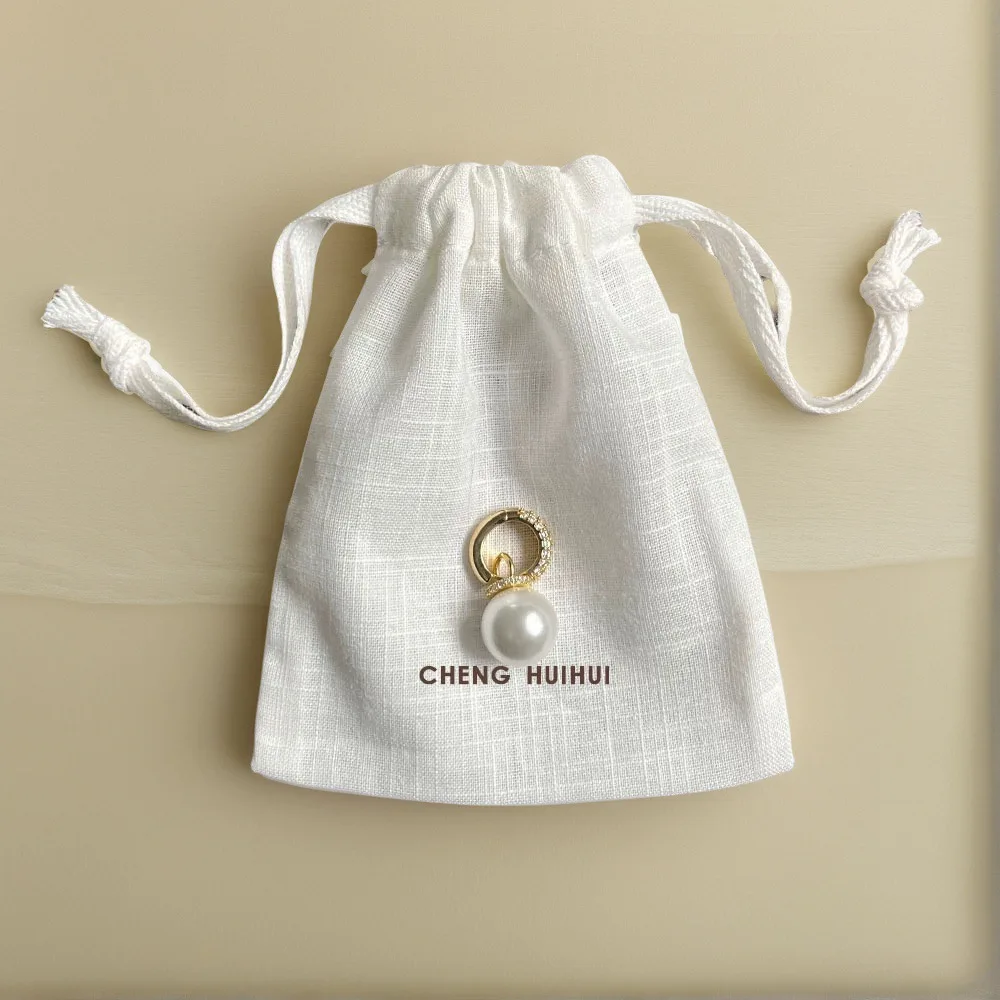 Personalized Logo Cotton Drawstring Bags Reusable Natural Muslin Canvas Bag Jewelry Package Party Wedding Birthday pouch