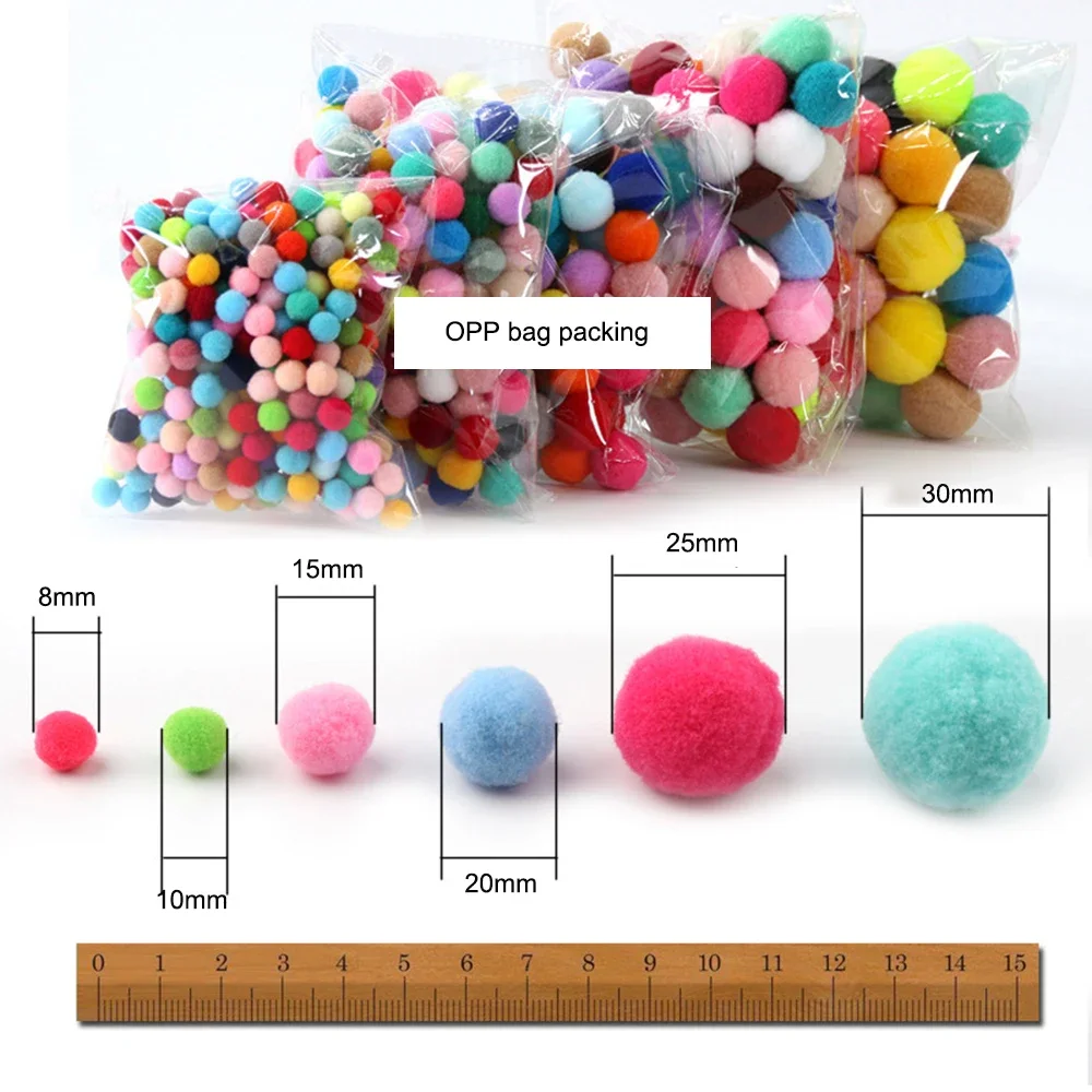 300pcs/lot Pompom 8mm Mini Fluffy Soft Pom Poms Pompones Ball Furball Handmade Crafts DIY for Home Decor Sewing Supplies