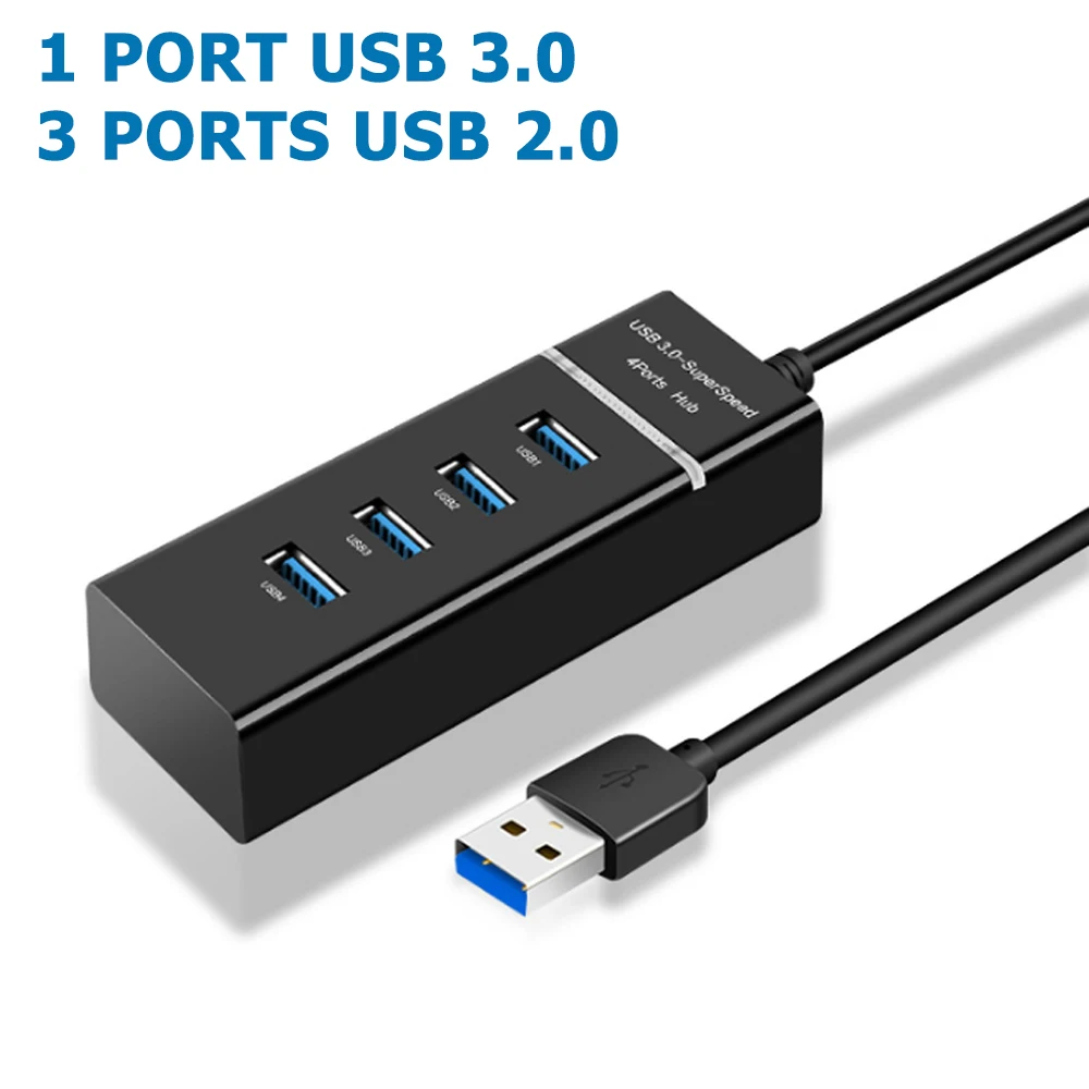 Концентратор для USB 3,0 2,0 3,1, 4 порта, мульти-разветвитель, USB-адаптер, расширитель кабеля для ноутбука, настольного компьютера, ПК, аксессуары