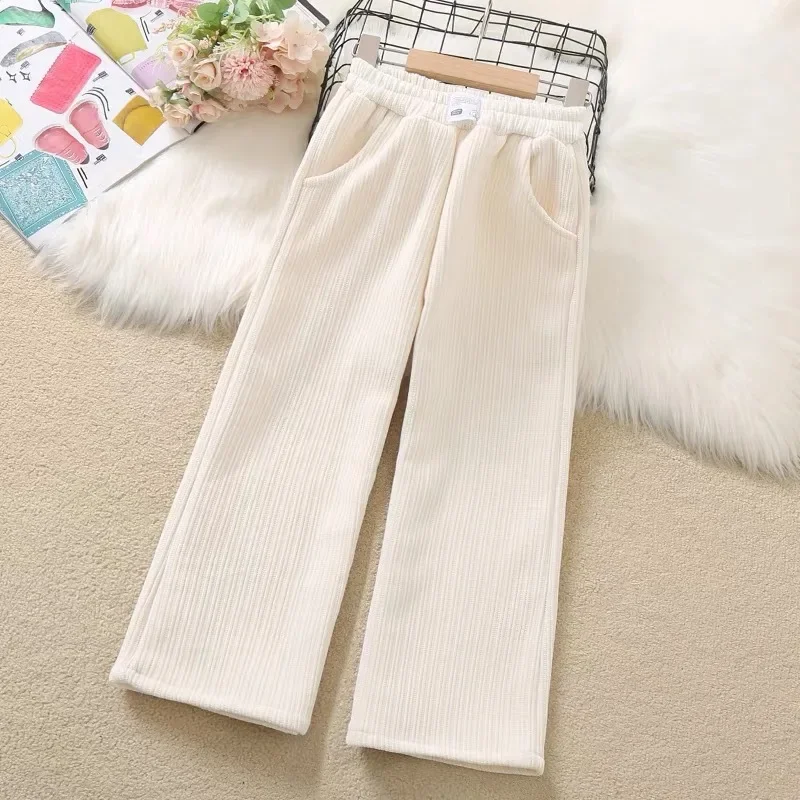 Girl Pants Spring and Autumn Dress 2023 Foreign Fashion Big Child Girl Wicks Straight Leg Pants Children Casual Wide Leg Pants