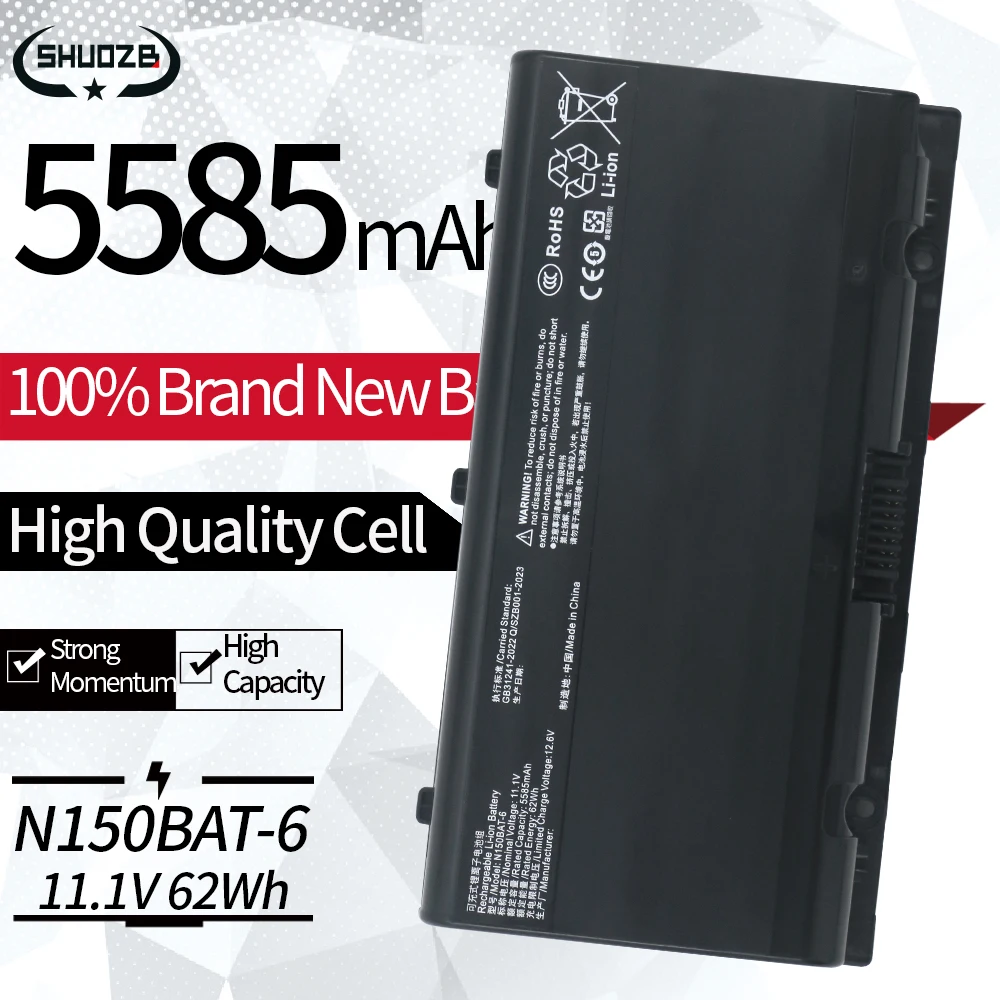 

New N150BAT-6 Laptop Battery For Clevo N170SD N150SD N151SD N155SD For SAGER NP7155 NP7170 XMG A505 A726 6-87-N150S-4292 11.1V