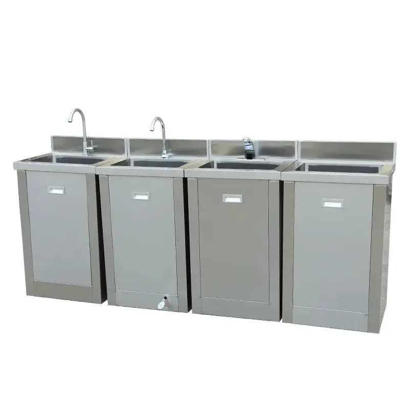 Cleanroom 304 stainless steel medical washbasin, single-double mechanical induction foot-operated 201 sink