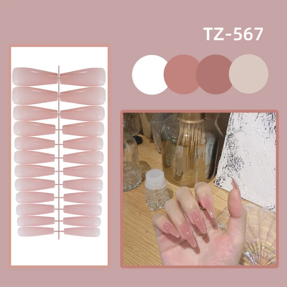 24 pezzi staccabili tinta unita unghie finte copertura completa indossabile lungo balletto unghie finte manicure unghie a pressione luminose punte per unghie