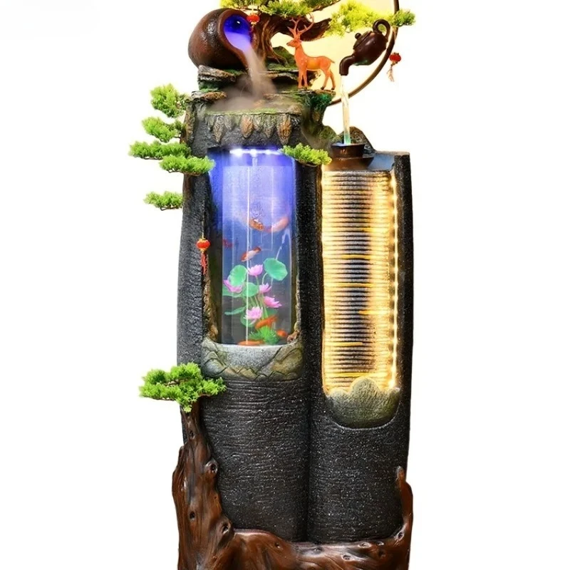 Living Room Floor Flowing Water Ornaments Lucky Circulating Water Rockery Fountain Waterscape