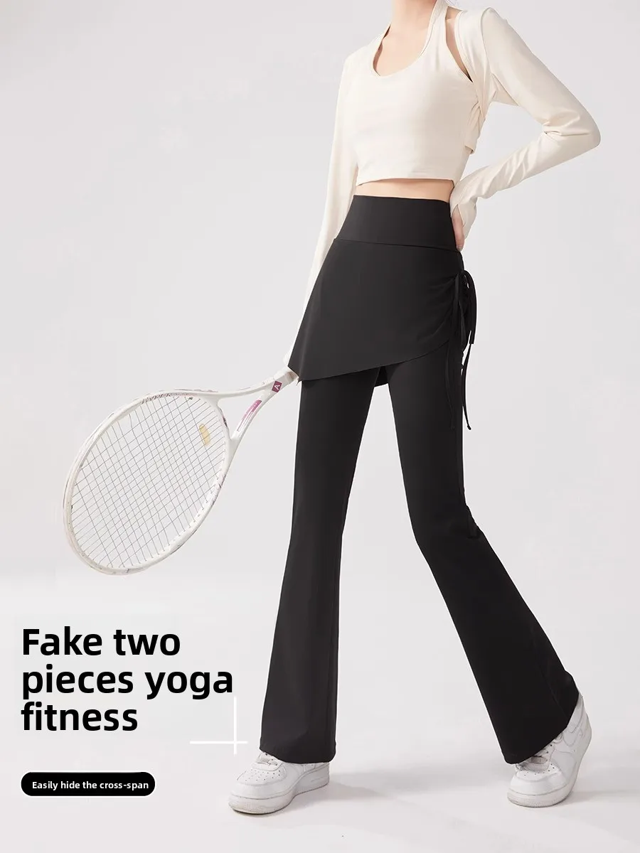 Pantaloni da yoga Bell Bot di fascia alta Pantaloni lunghi casual a vita alta estivi da donna Poliestere Spandex Dimagrante Copertura dell'anca Arca Fin...