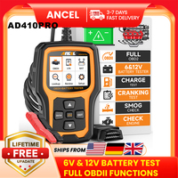 ANCEL AD410 Pro OBD2 Scanner Battery Tester OBD2 Scanner Diagnostic Tool for Car Check Engine Code Reader Scan Tool & 6V 12V