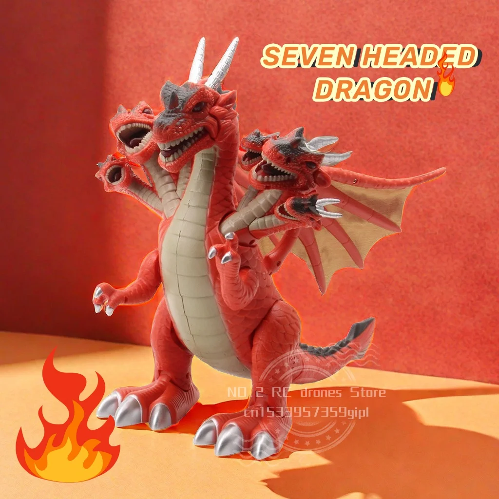 

Five/Seven Heads Flame Dragon, Electric Dinosaur Movable Model with Sound and Light,Large Boys' Toys for Children's Gifts