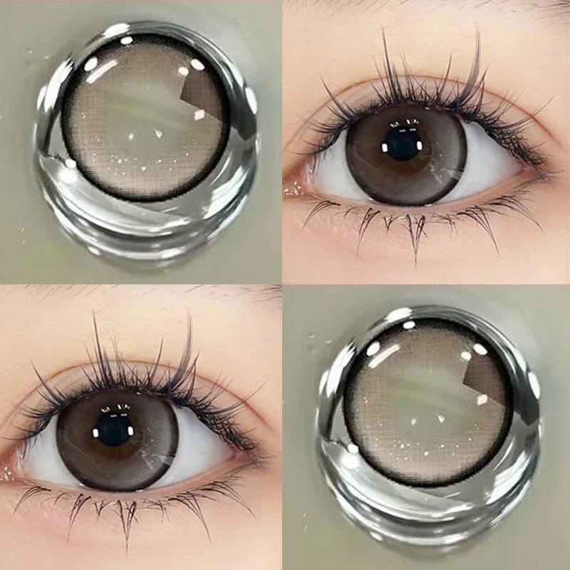 KSSEYE 2PCS Colored Contact Circular Lenses Degree -0.00 to -8.00 Gray Eyes Beauty Pupil Nature Brown Makeup Lens Free Shipping