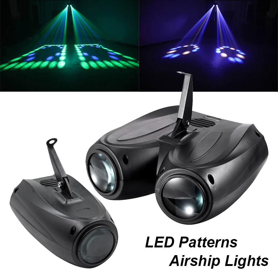 Colorful 20W RGBW Pattern Stage Effect Light Sound Control Self-Propelled LED Double Head Airship Projector Light DJ Disco Party