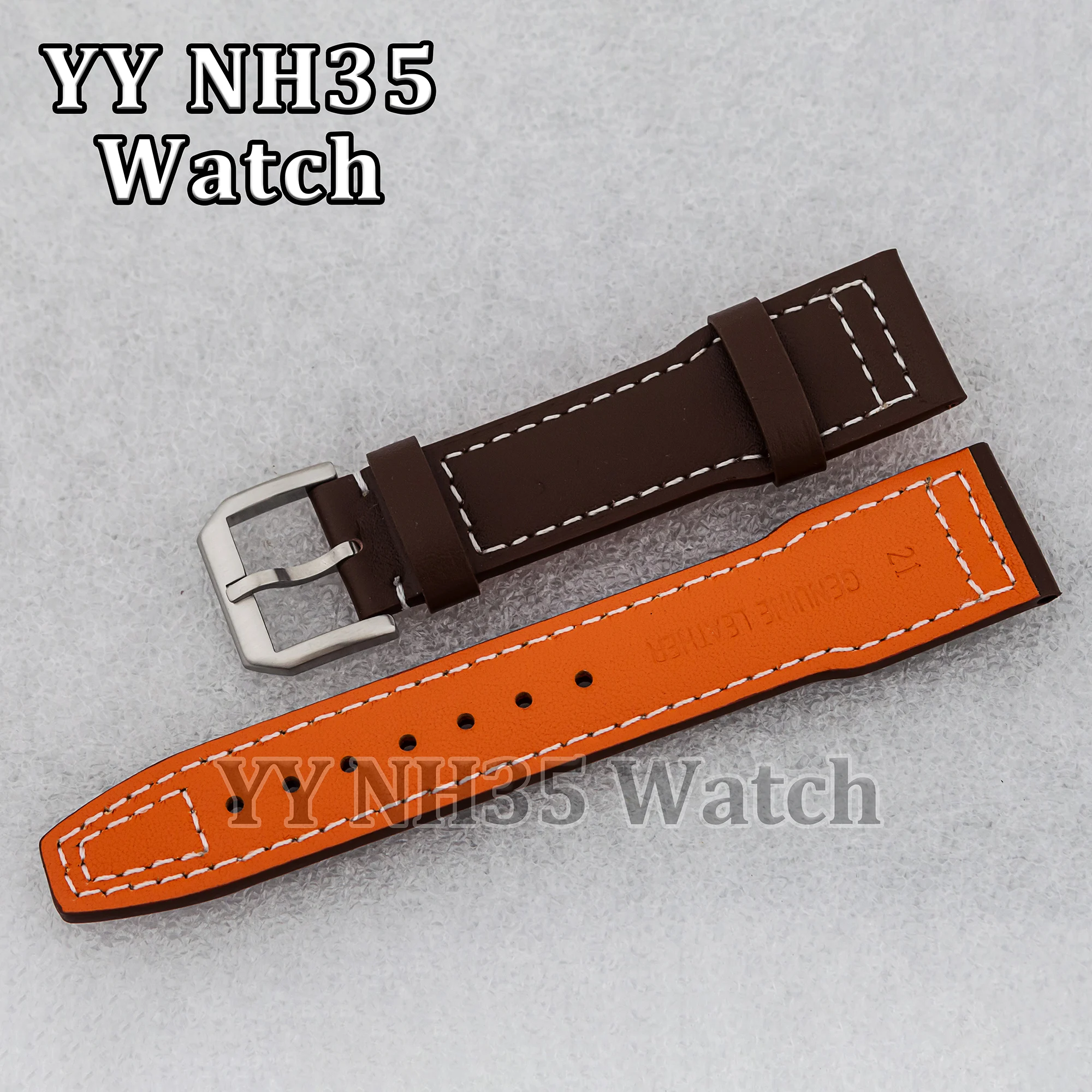 

Высококачественный ремешок для часов 21 мм из натуральной кожи, браслет для Mark XX 42,7 мм, модифицированный корпус, запчасти для часов, инструменты для ремонта и замены.