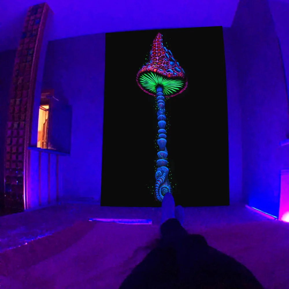 Fluorescent Tapestry UV  Skull Lover Home Decor Psychedelic  Indoor Aesthetics Luminous  Decoration image 5