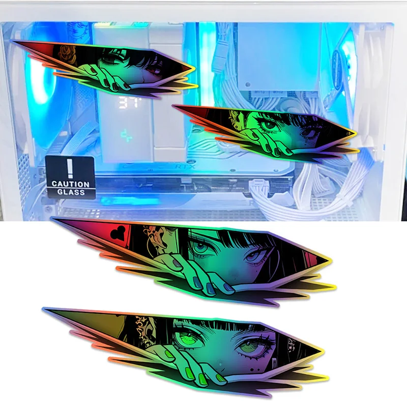 

1 шт., светоотражающие лазерные аниме, выглядывающие глаза, наклейка JDM для мотоцикла, водостойкая наклейка на топливный бак для мотоцикла, скутера, чехол для компьютера, виниловые наклейки