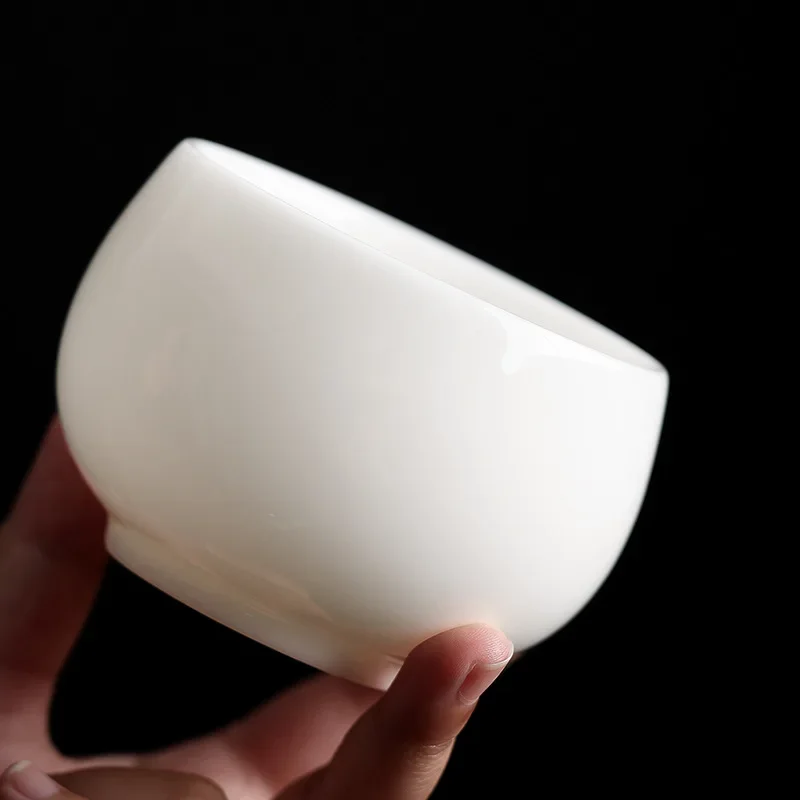 White High-end Mutton Fat Jade Porcelain Master Cup Kung Fu Tea Set Dehua White Porcelain Tea Cup as a Souvenir for the Elders