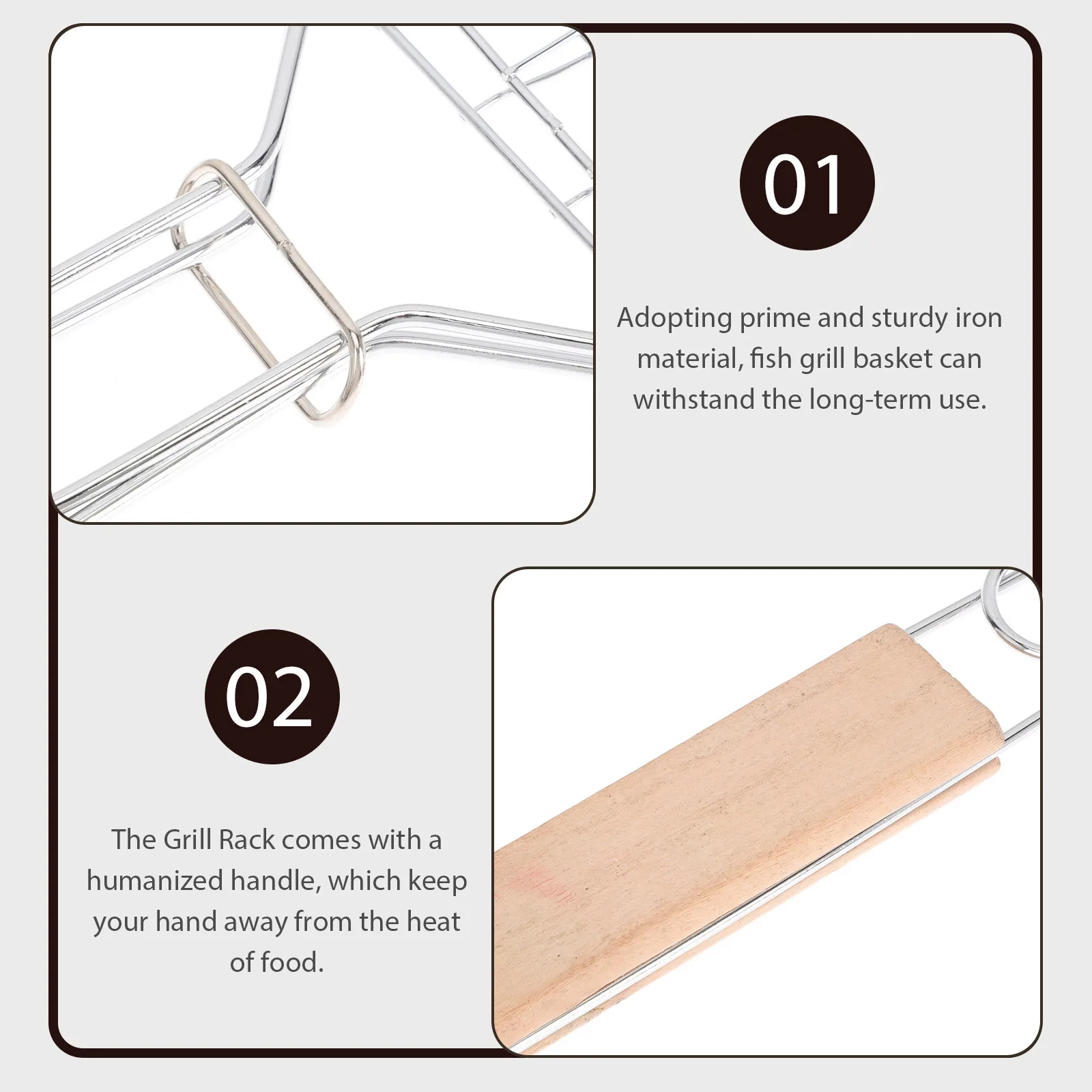 

Bbq Grill Basket Fish Grill Rack Iron Metal Heat Resistant Barbecue Tool for Outdoor Camping Picnic Vegetable Meat Roast