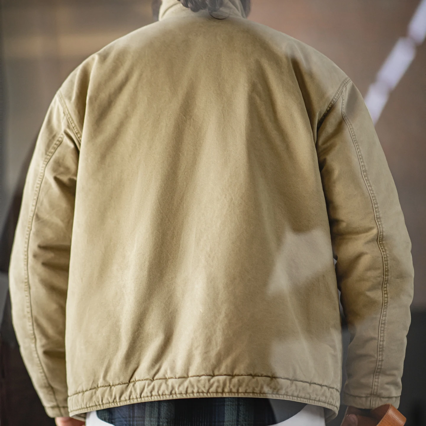 سترة Maden الرجالية الكلاسيكية N-1 ذات الوزن الثقيل المملوءة بالقطن معطف قصير بياقة واقفة سترة واقية دافئة لخريف وشتاء #4