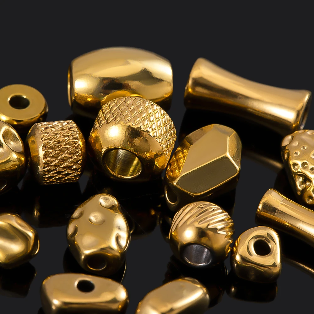10/20pcs Stainless Steel Gold Color Irregular Beads Multi Styles Loose Spacer Beads for DIY Jewelry Making Bracelets Accessories view 2