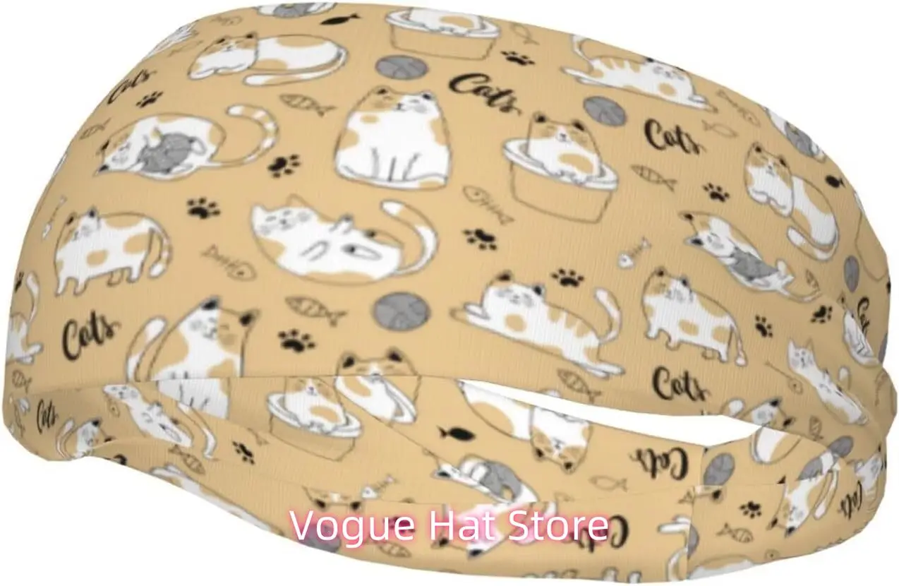 

Cute Cat_xaa006 Print Sweatband Sports Headband for Women Men Cycling, Yoga,Fitness Workout Stretchy Unisex Hairband