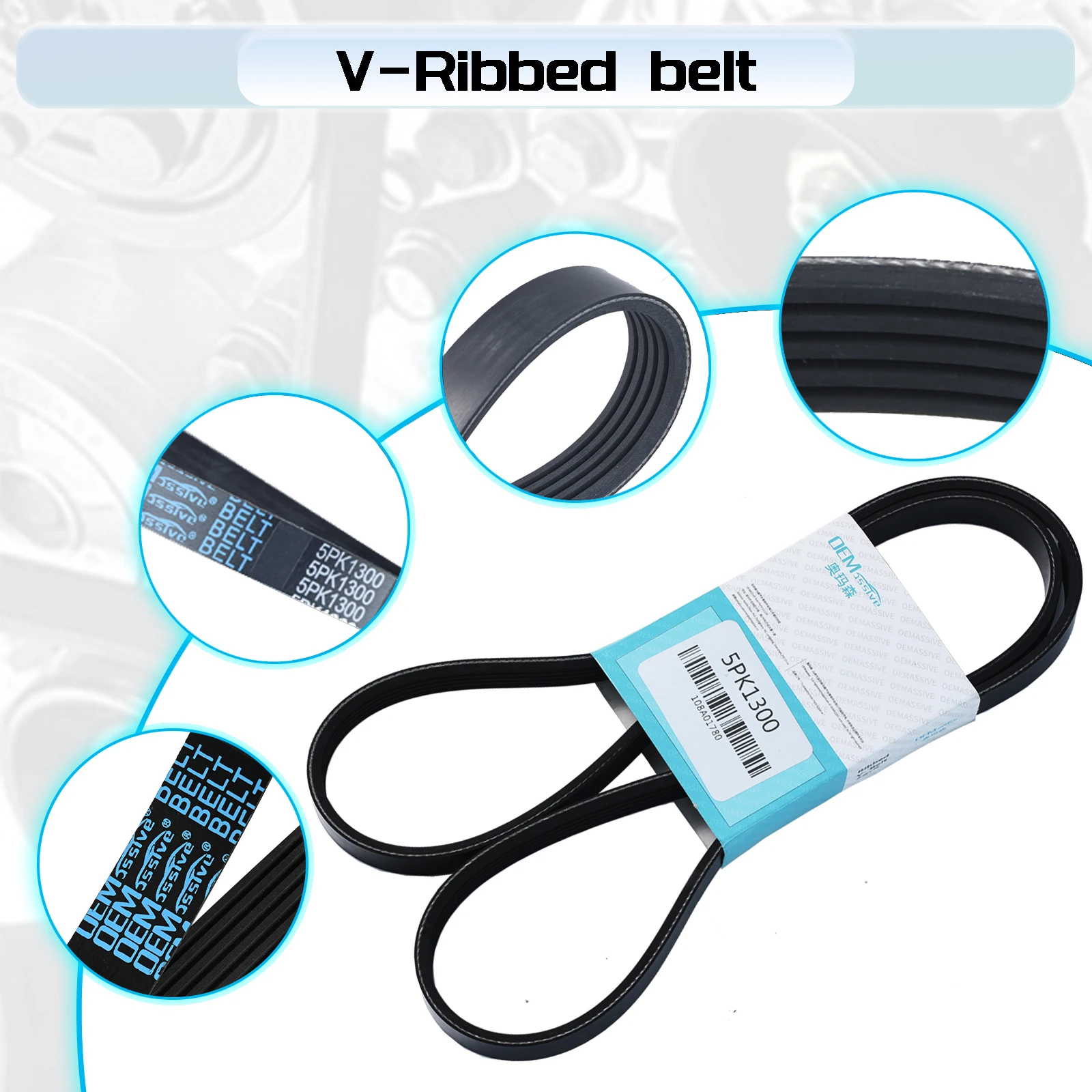 5PK1300 V-RIBBED BELT Air Conditioner Belts Multi V Drive Belt For Audi A4 Mercedes-Benz Mitsubishi Skoda VW 1996 1997 1998 1999