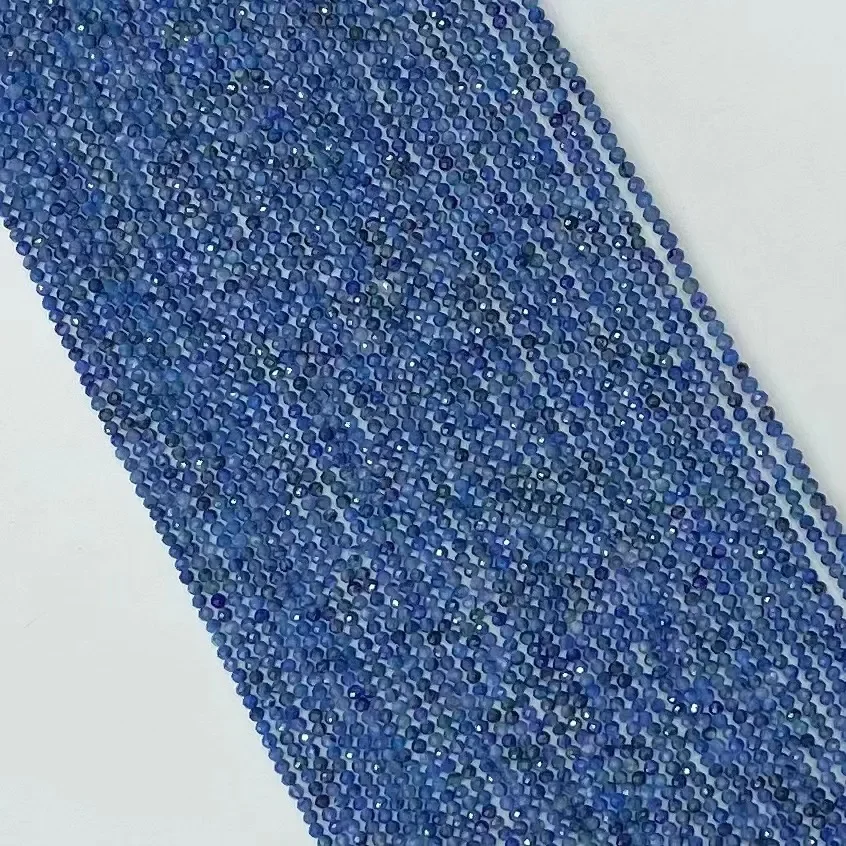 

Natural Blue Kyanite Round Faceted Beads 38cm Women DIY Jewelry Making Bracelet Necklace Fashion Loose Beads Stone Accessories