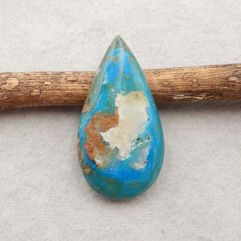 Natural Stone Blue Opal Gemstone Teardrop Cabochon Flatback Fashion Jewelry Necklace Accessories 33x18x5mm 4g