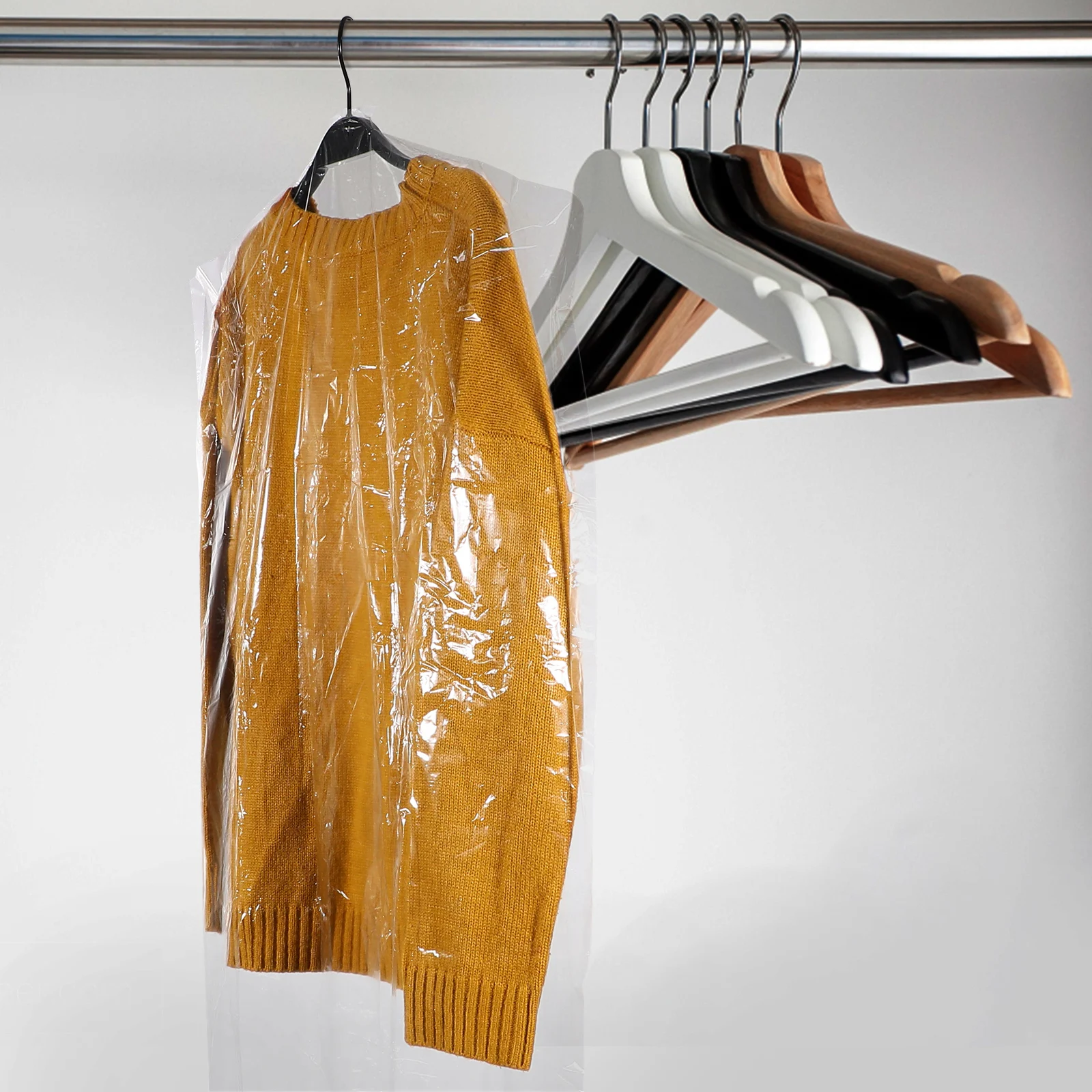 

60 Pcs Garment Bags Dust Proof Transparent Plastic Clothes Covers for Travel Home Storage Solutions Wardrobe ganizers