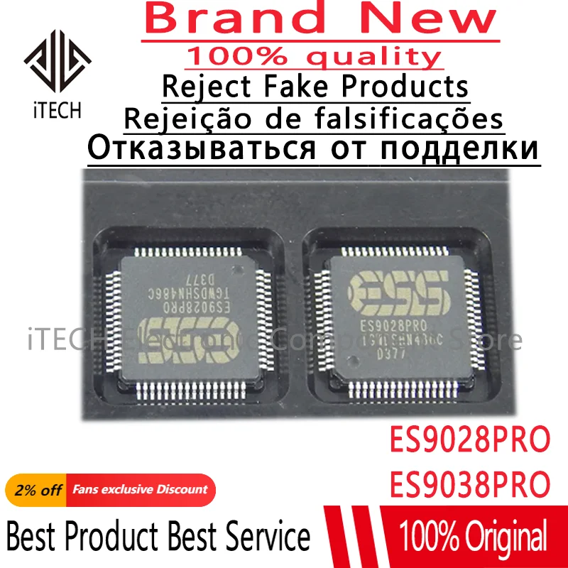 

1pcs Original and Genuine ES9038pro ES9028pro ES9038 ES9028 DAC IC Chip 100% Original Authentic For HIFI Audio Amplifiers DAC