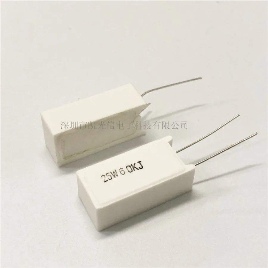 10PCS/SQM 25W60K vertical cement resistor 25W 60KJ 60 kOhm copper foot 5% ceramic resistor