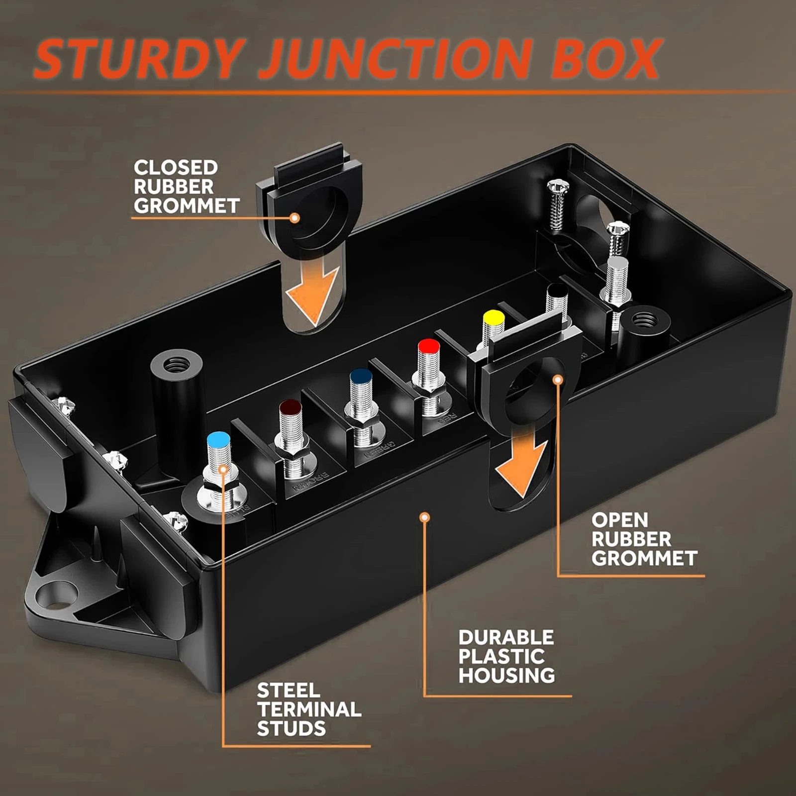 Caja de conexiones de cables de remolque eléctrico de 7 vías, caja de conexión de cables de remolque de 7 entradas, enchufe de cable de luz RV, soporte de bloque de cableado Universal