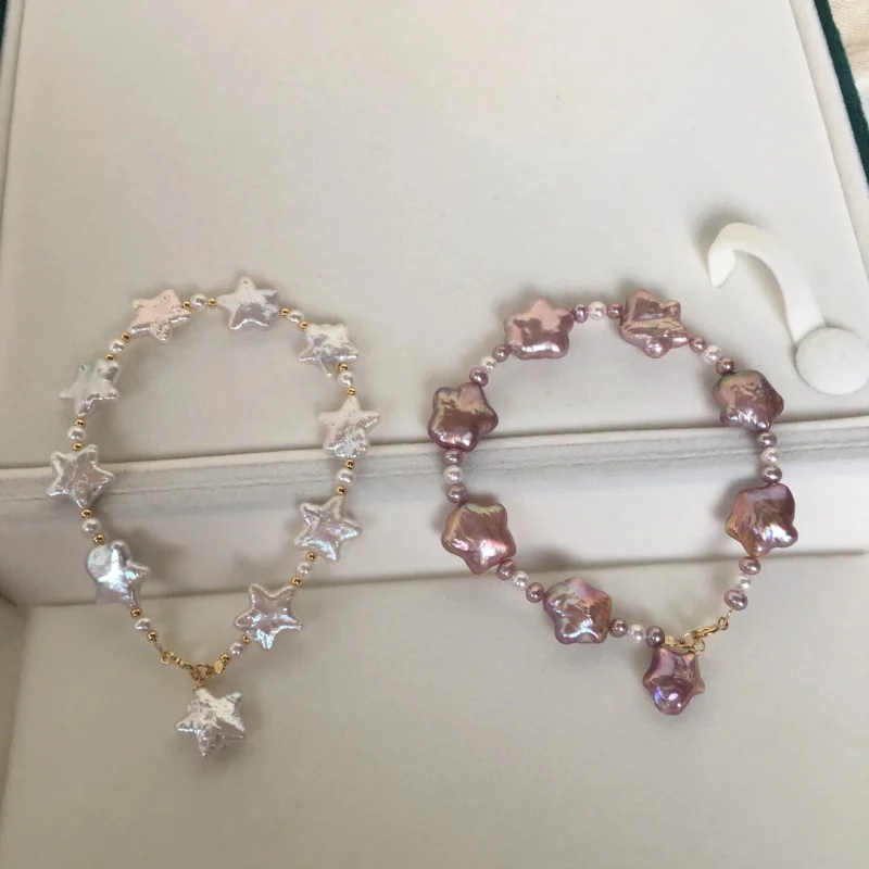 

Baroque Natural Pearl Women'S Small White Purple Bracelet