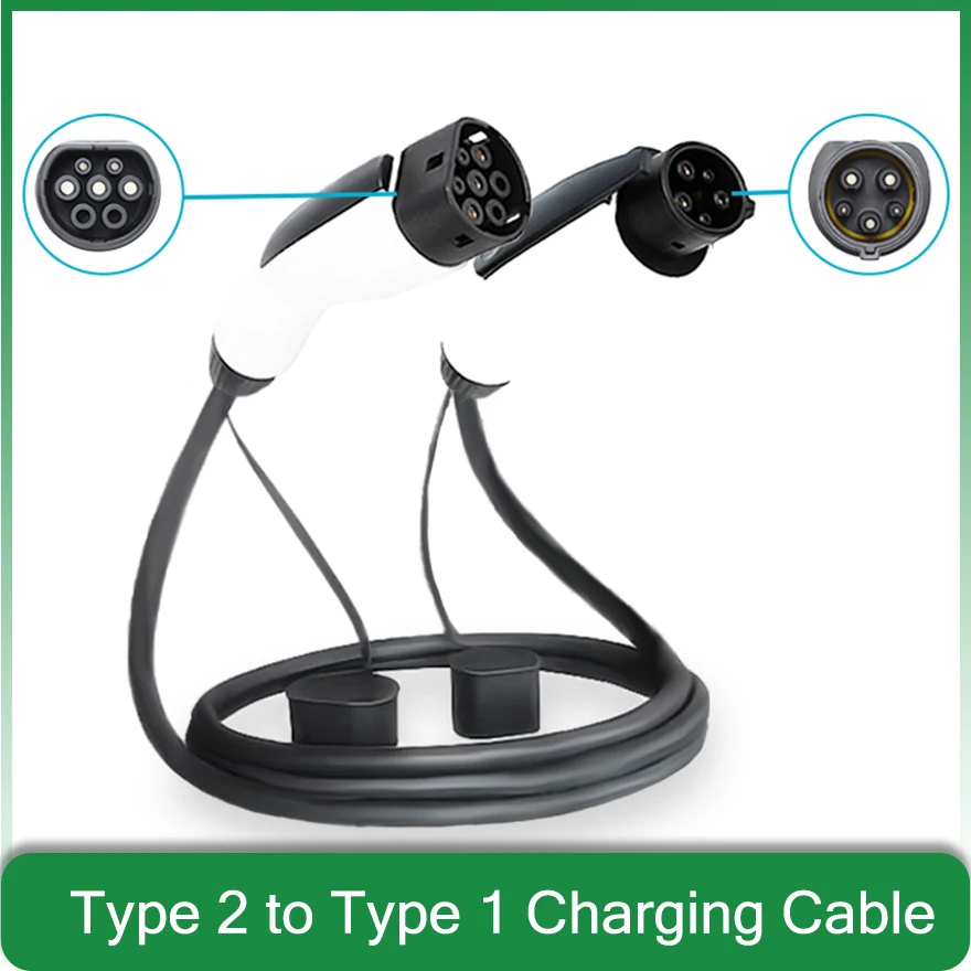 

Electric vehicle charger type 2 female to Type 1 16A 32A tesla SAE J1772 extension charging cable 3M 5M