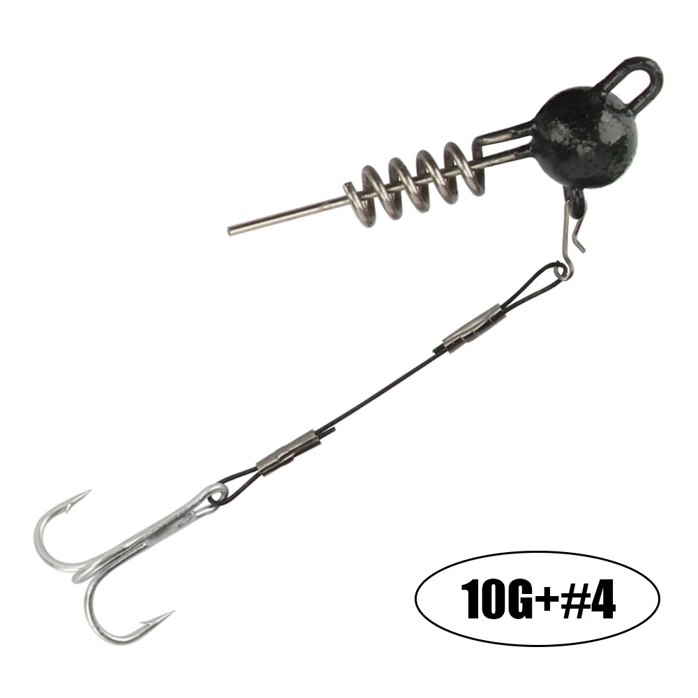 Spinpoler Screwball Jig Head Rig mit Stinger für weiche Angelköder Stahldraht Drillinge perfekt für Hechtbarsch Zander Bass