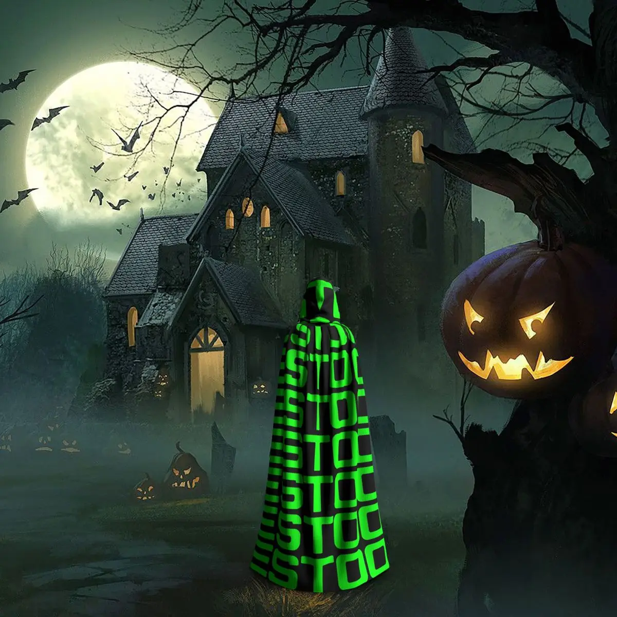 フェスツール ロゴ ロング フード付きマント 魔女 中世衣装 コスプレ ケープ ハロウィンパーティー 大人用 ユニセックス