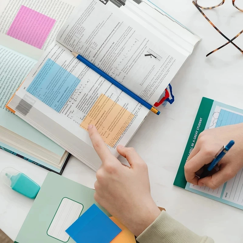 Lot de 50 feuilles de papier à Note Transparent, autocollants de couleur imperméables, liste de tâches quotidiennes, pour fournitures de papeterie de bureau