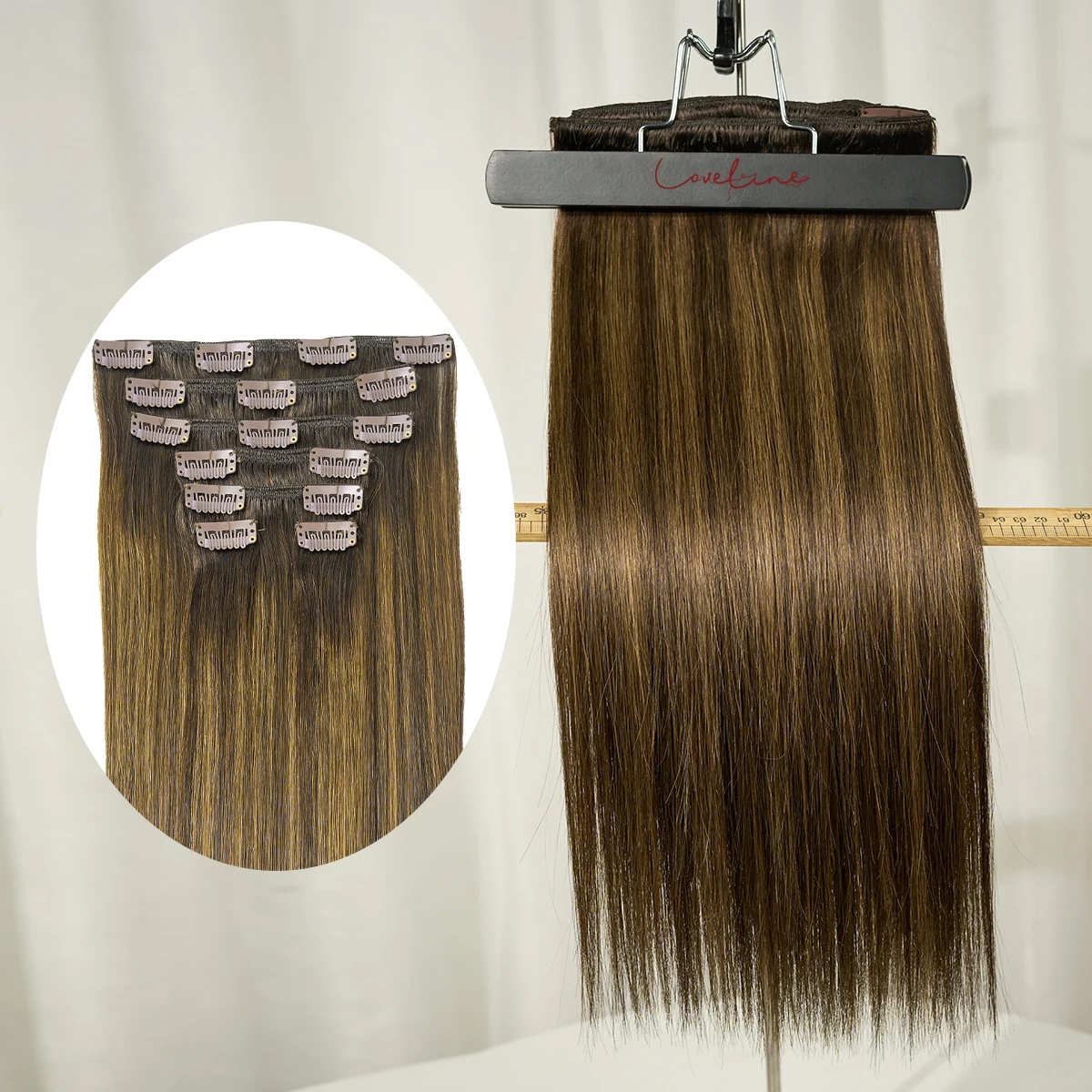 

LOVELINE на клипсах для наращивания человеческих волос, прямые настоящие девственные волосы для балаяжа, двойной уток, 7 шт., клипсы для придания объема