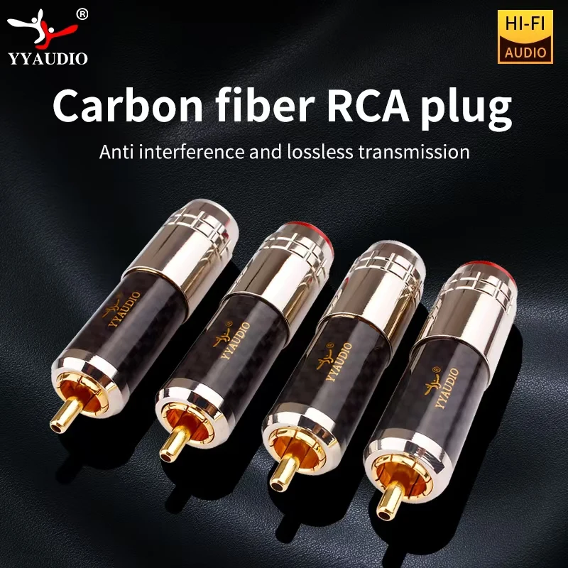 

4PCS HiFi Carbon Fiber RCA Connectors Gold Plated Plug RCA Plug Connector Audio Connector Power Speaker Plugs Connector