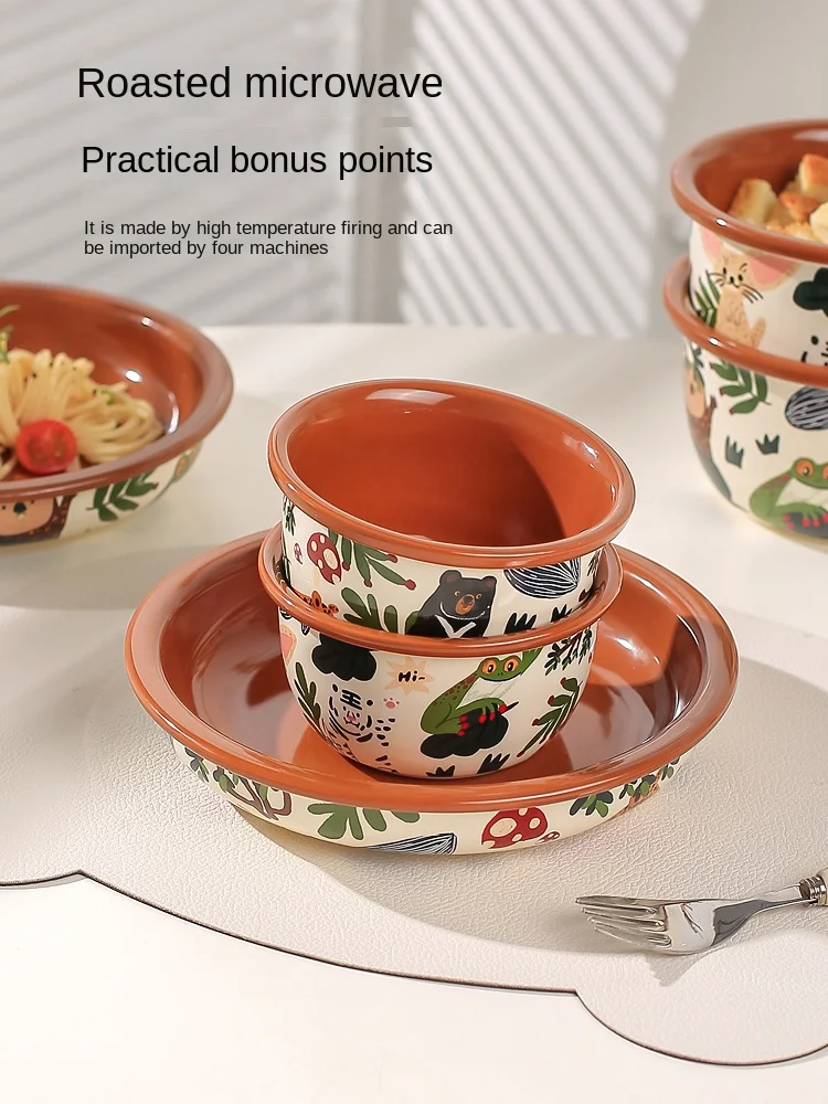 Cute ceramic bowls, household especially beautiful rice bowls, noodles, bowls, plates, mugs, breakfast utensils set