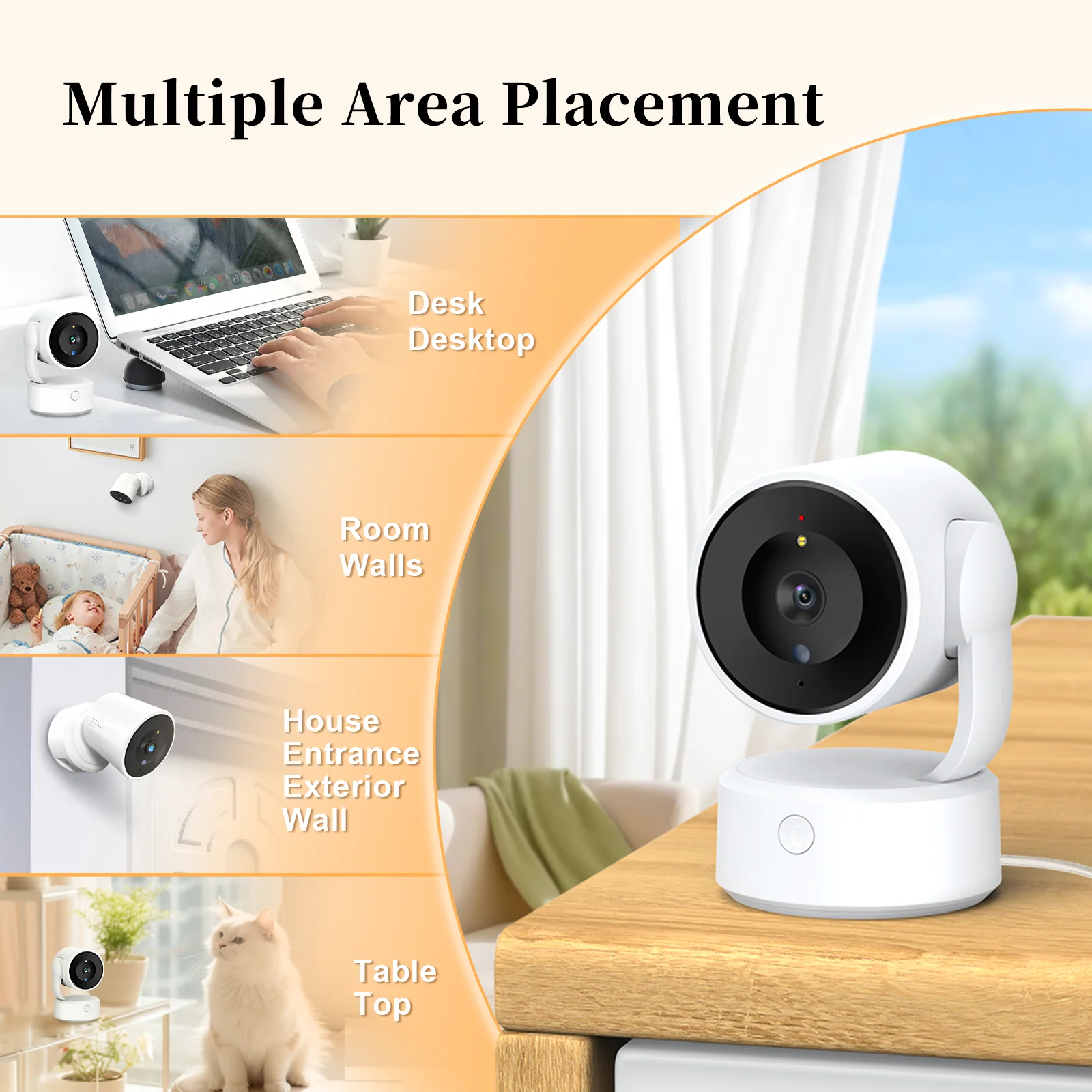 Tuya Wifi Camera Indoor 5MP One-Touch-Call Baby Monitor Two Way Talk Security IP Camera Video Surveillance Wireless 4X Zoom Cam