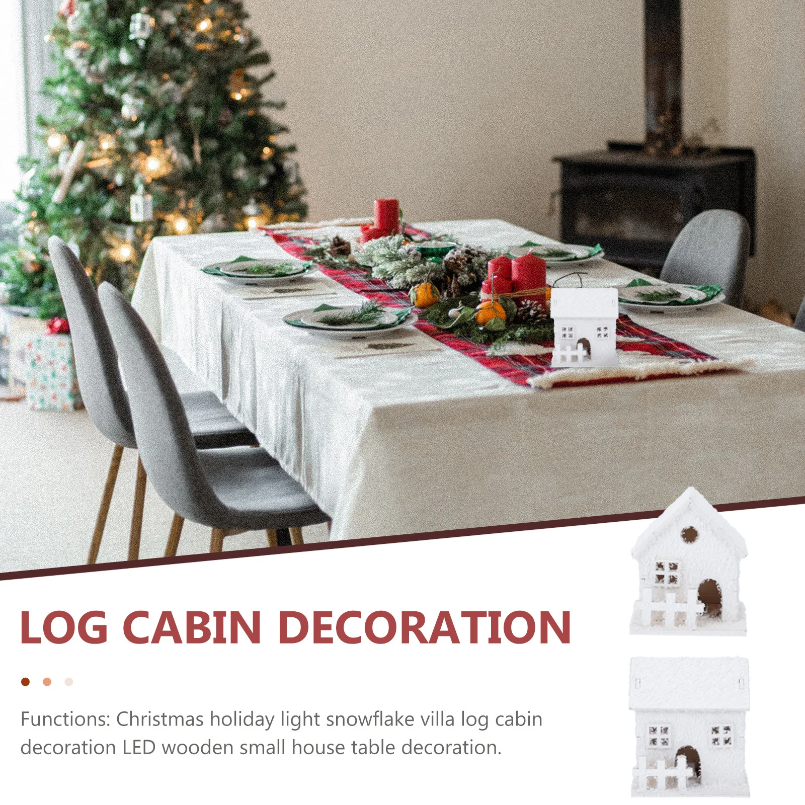 

2Pcs LED Wooden House Luminous Christmas Decor Xmas Desktop Ornament Fine Craftsmanship Home Bar Restaurant Decoration