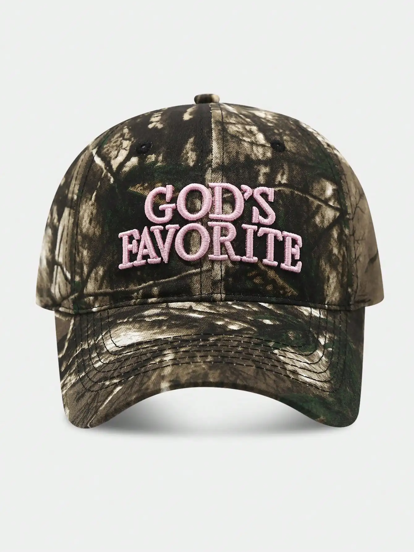 Grunge Punk God's Favorite Embroidered Camo Splatter Baddie Baseball Cap Streetwear Snapback (Printed Pattern Hang Tag Random)