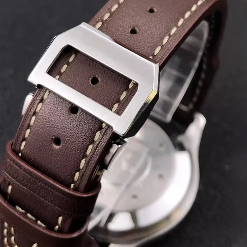 For IWC PILOT Cowhide Strap 21mm 22mm Genuine Leather Watch Band Rivets Dark Brown Black Blue Men Watchband Accessories