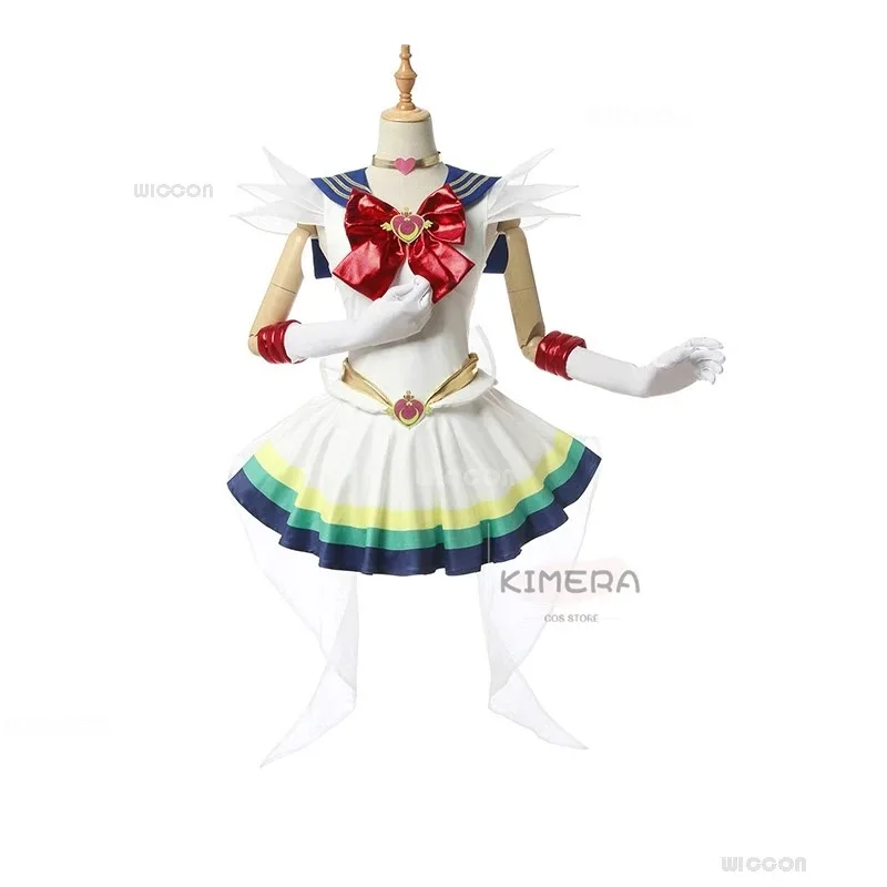 

a7d@Anime Sailor Cosplay Costume Tsukino Usagi White Uniform Muun Dress Outfits Cosplay Wig Halloween Women Carnival Dress-up Pa