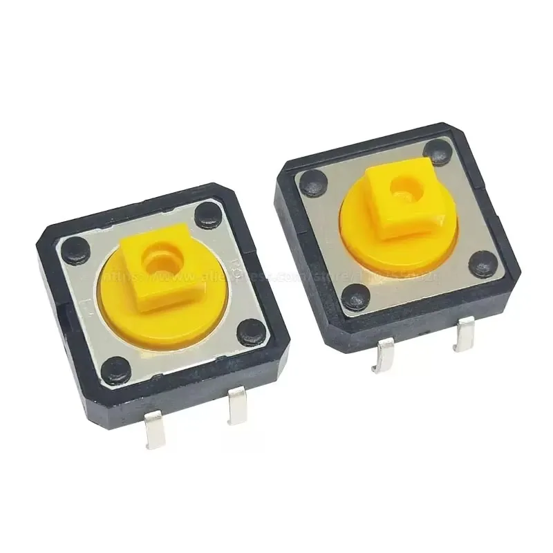 20PCS 12*12*7.3 B3F B3F-4055 12*12*7.3mm Tactile Switches Square Push Button Tact Switch Micro switch Yellow 4Pin Key switch cap