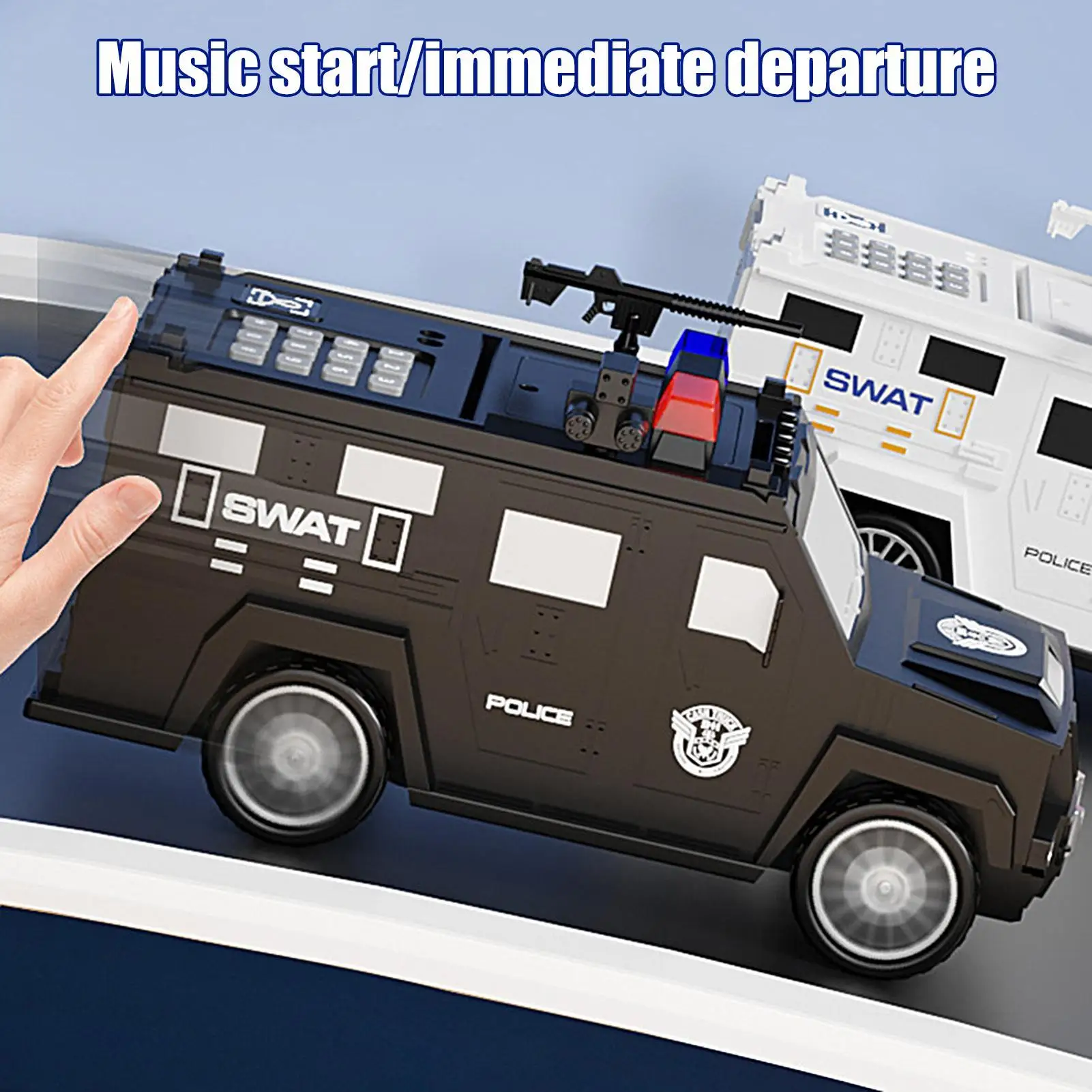 Crianças bloqueadas, polícias seguras e dos desenhos animados, cofrinho de carro, moeda de dinheiro, caixa de poupança de dinheiro com luzes musicais, perfeito para presentes de feriado e brinquedos